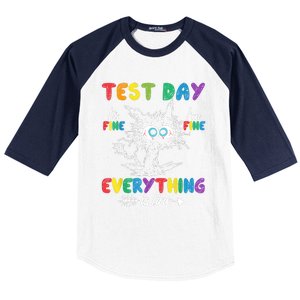 Funny Cat Test Day It's Fine I'm Fine Everything Is Fine Baseball Sleeve Shirt