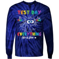 Funny Cat Test Day It's Fine I'm Fine Everything Is Fine Tie-Dye Long Sleeve Shirt