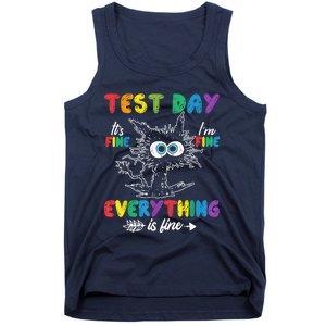 Funny Cat Test Day It's Fine I'm Fine Everything Is Fine Tank Top