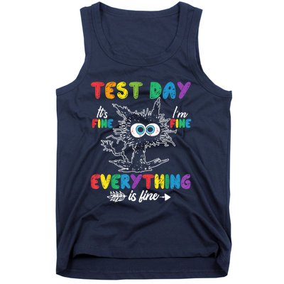 Funny Cat Test Day It's Fine I'm Fine Everything Is Fine Tank Top