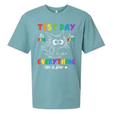 Funny Cat Test Day It's Fine I'm Fine Everything Is Fine Sueded Cloud Jersey T-Shirt