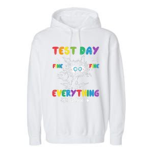 Funny Cat Test Day It's Fine I'm Fine Everything Is Fine Garment-Dyed Fleece Hoodie