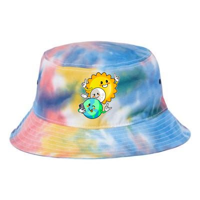 Funny Cute Total Solar Eclipse Earth Moon Sun Selfie Tie Dye Newport Bucket Hat