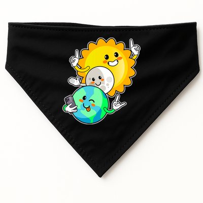 Funny Cute Total Solar Eclipse Earth Moon Sun Selfie USA-Made Doggie Bandana