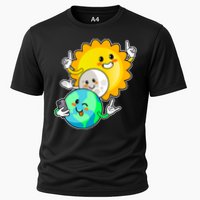 Funny Cute Total Solar Eclipse Earth Moon Sun Selfie Cooling Performance Crew T-Shirt