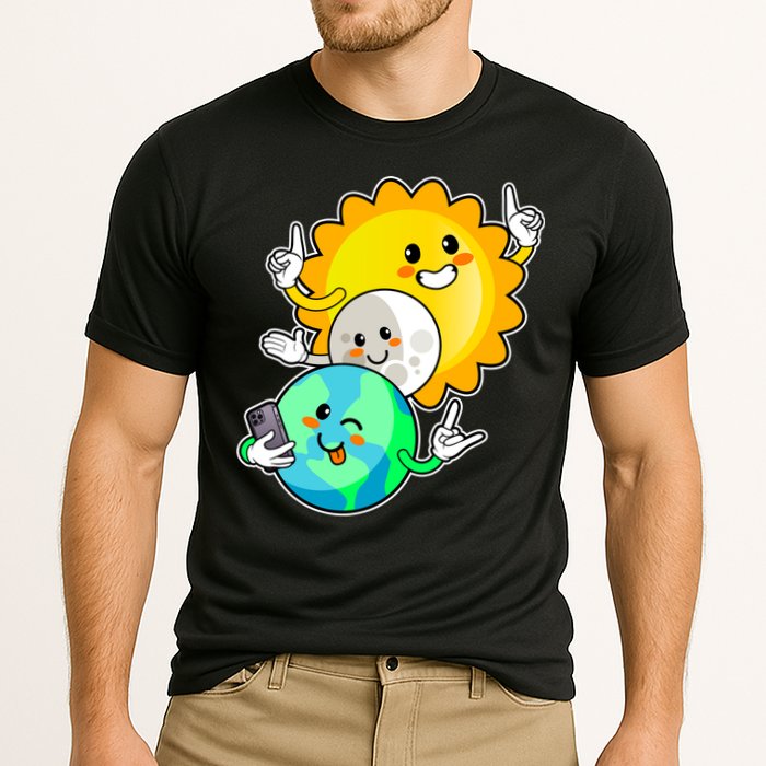 Funny Cute Total Solar Eclipse Earth Moon Sun Selfie Cooling Performance Crew T-Shirt