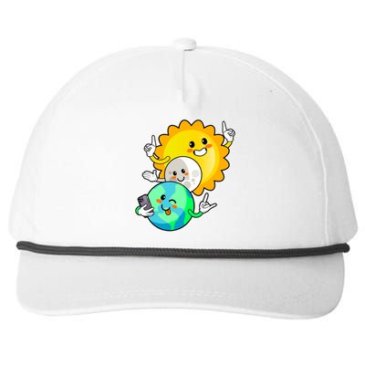 Funny Cute Total Solar Eclipse Earth Moon Sun Selfie Snapback Five-Panel Rope Hat