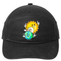 Funny Cute Total Solar Eclipse Earth Moon Sun Selfie 7-Panel Snapback Hat