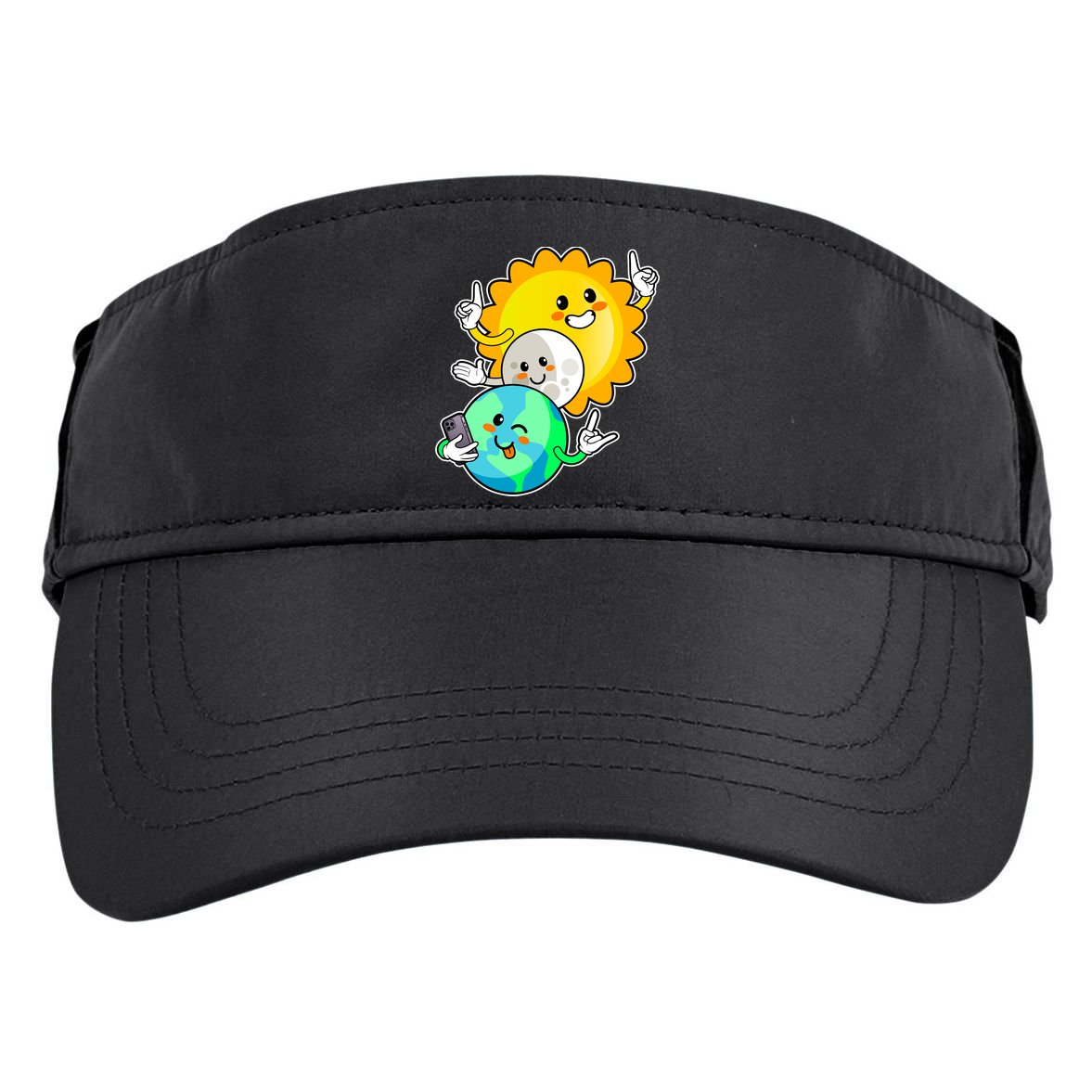 Funny Cute Total Solar Eclipse Earth Moon Sun Selfie Adult Drive Performance Visor