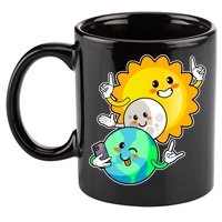 Funny Cute Total Solar Eclipse Earth Moon Sun Selfie 11oz C Handle Ceramic Mug