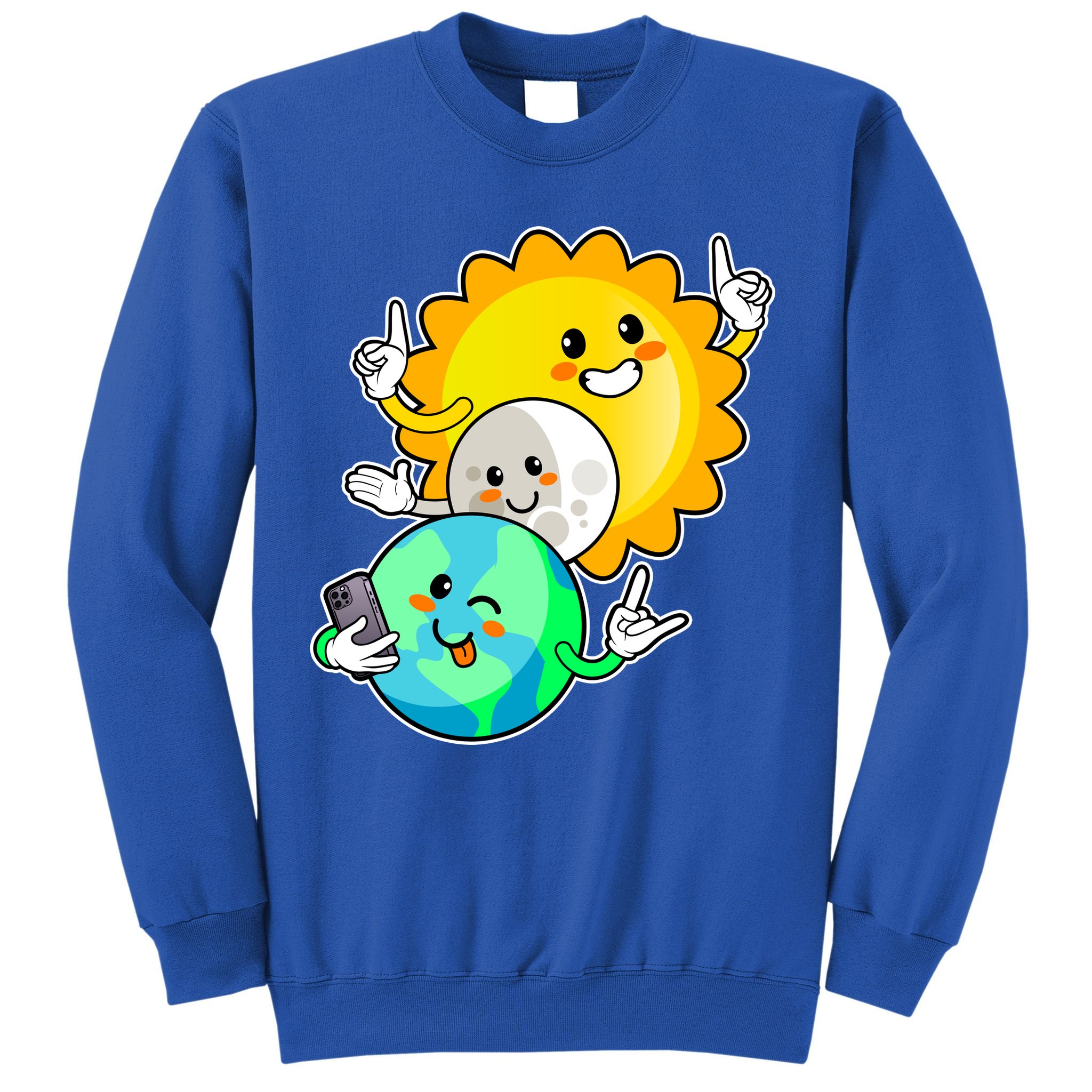 Funny Cute Total Solar Eclipse Earth Moon Sun Selfie Sweatshirt
