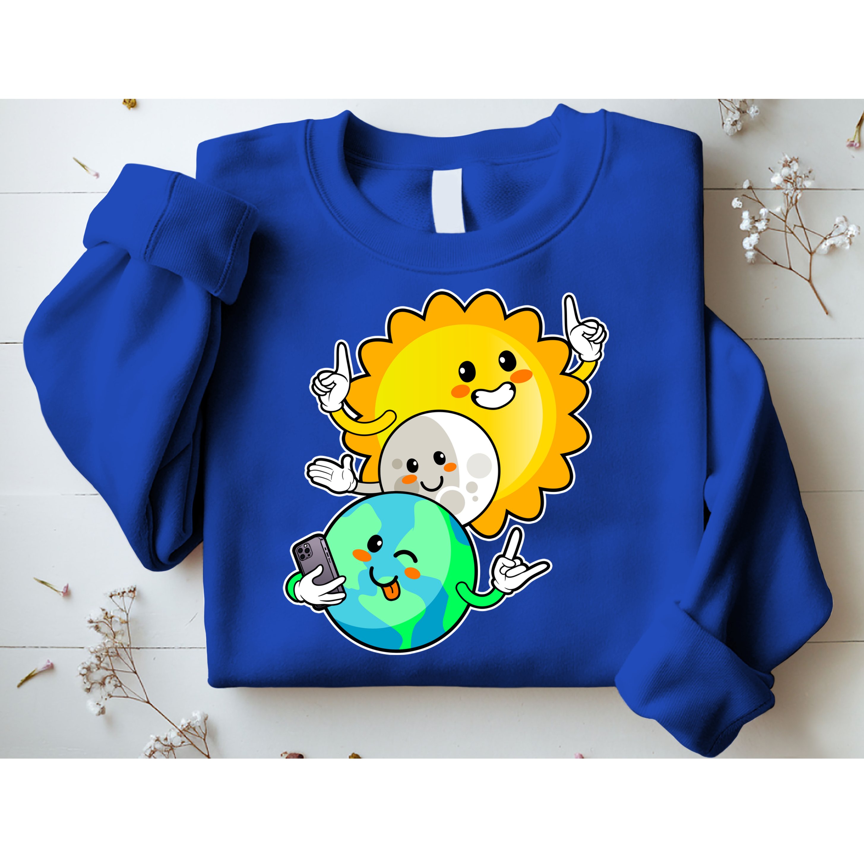 Funny Cute Total Solar Eclipse Earth Moon Sun Selfie Sweatshirt