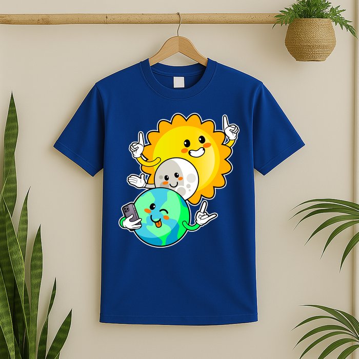Funny Cute Total Solar Eclipse Earth Moon Sun Selfie T-Shirt