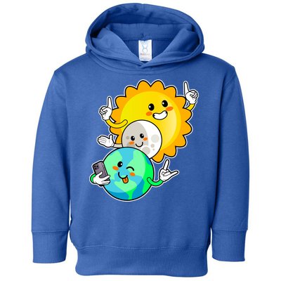 Funny Cute Total Solar Eclipse Earth Moon Sun Selfie Toddler Hoodie