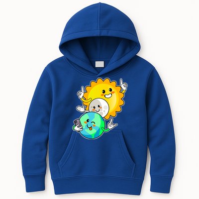 Funny Cute Total Solar Eclipse Earth Moon Sun Selfie Kids Hoodie