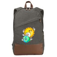 Funny Cute Total Solar Eclipse Earth Moon Sun Selfie Cotton Canvas Backpack