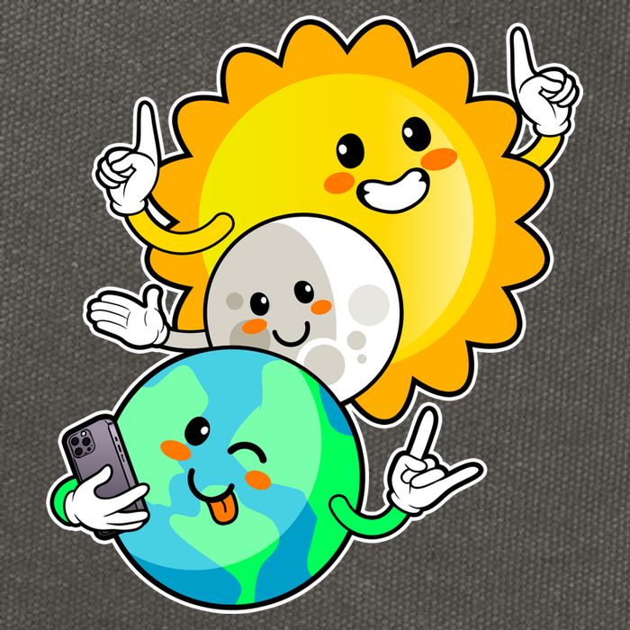 Funny Cute Total Solar Eclipse Earth Moon Sun Selfie Cotton Canvas Backpack