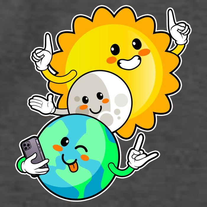 Funny Cute Total Solar Eclipse Earth Moon Sun Selfie Vector Backpack