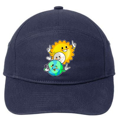 Funny Cute Total Solar Eclipse Earth Moon Sun Selfie 7-Panel Snapback Hat