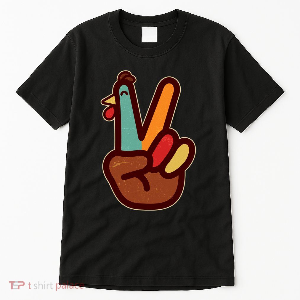Funny Cute Thanksgiving Hand Turkey Peace Sign Tall T-Shirt
