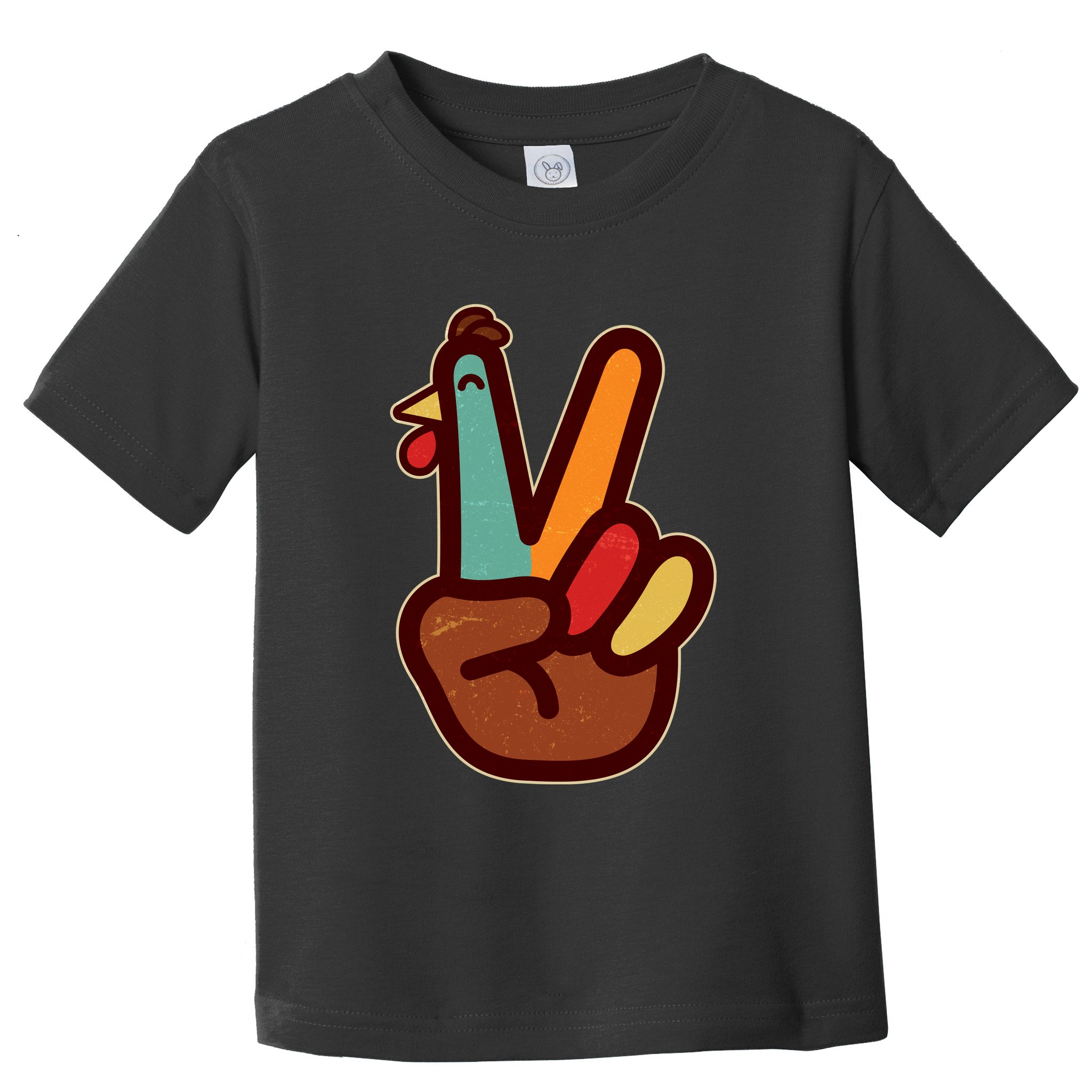 Funny Cute Thanksgiving Hand Turkey Peace Sign Toddler T-Shirt