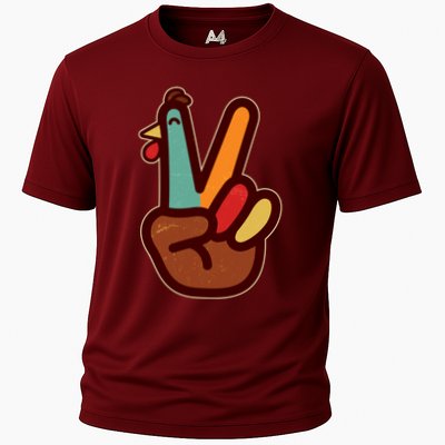 Funny Cute Thanksgiving Hand Turkey Peace Sign Performance Shirt