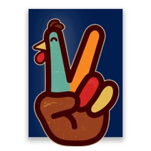 Funny Cute Thanksgiving Hand Turkey Peace Sign Poster