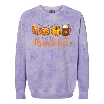 Funny Cute Thankful Happy Turkey Day Thanksgiving Pumpkin Spice Colorblast Crewneck Sweatshirt