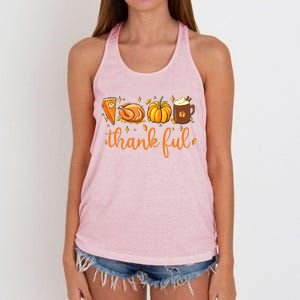 Funny Cute Thankful Happy Turkey Day Thanksgiving Pumpkin Spice Women's Knotted Racerback Tank