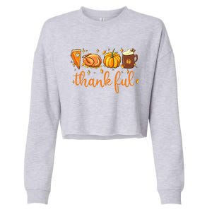 Funny Cute Thankful Happy Turkey Day Thanksgiving Pumpkin Spice Cropped Pullover Crew