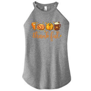 Funny Cute Thankful Happy Turkey Day Thanksgiving Pumpkin Spice Women's Perfect Tri Rocker Tank