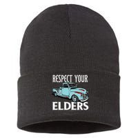 Funny Classic Truck Guy Respect Your Elders Sustainable Knit Beanie