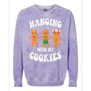 Funny Christmas Teacher Gingerbread Hanging With My Cookies Colorblast Crewneck Sweatshirt