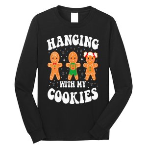 Funny Christmas Teacher Gingerbread Hanging With My Cookies Long Sleeve Shirt