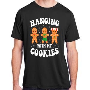 Funny Christmas Teacher Gingerbread Hanging With My Cookies Adult ChromaSoft Performance T-Shirt