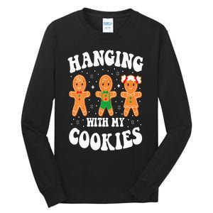 Funny Christmas Teacher Gingerbread Hanging With My Cookies Tall Long Sleeve T-Shirt