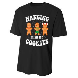 Funny Christmas Teacher Gingerbread Hanging With My Cookies Performance Sprint T-Shirt