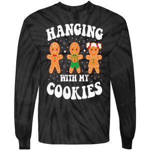 Funny Christmas Teacher Gingerbread Hanging With My Cookies Tie-Dye Long Sleeve Shirt