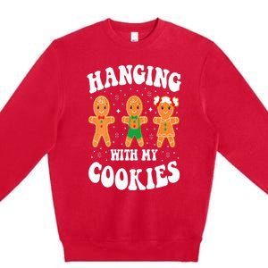 Funny Christmas Teacher Gingerbread Hanging With My Cookies Premium Crewneck Sweatshirt