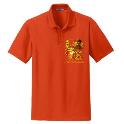 Funny Cute Thanksgiving Love Paraprofessional Teacher Turkey Autumn Dry Zone Grid Polo