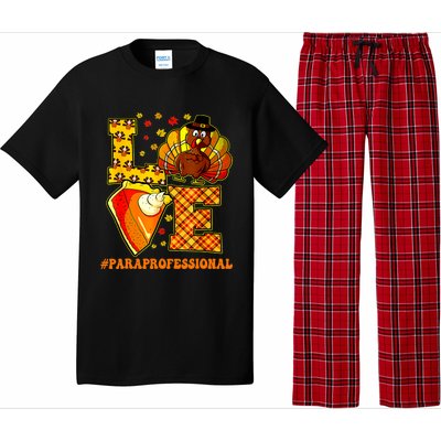 Funny Cute Thanksgiving Love Paraprofessional Teacher Turkey Autumn Pajama Set