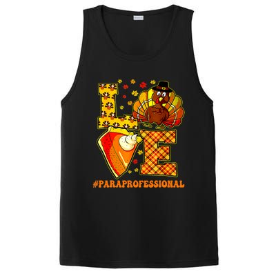 Funny Cute Thanksgiving Love Paraprofessional Teacher Turkey Autumn PosiCharge Competitor Tank