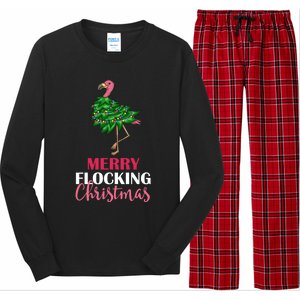 Flamingo Christmas Tree Merry Flocking Christmas Funny Pun Gift Long Sleeve Pajama Set