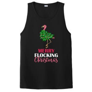 Flamingo Christmas Tree Merry Flocking Christmas Funny Pun Gift PosiCharge Competitor Tank