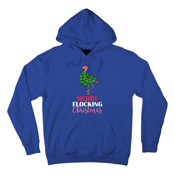 Flamingo Christmas Tree Merry Flocking Christmas Funny Pun Gift Hoodie