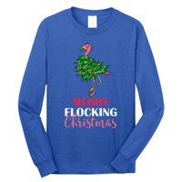 Flamingo Christmas Tree Merry Flocking Christmas Funny Pun Gift Long Sleeve Shirt