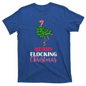 Flamingo Christmas Tree Merry Flocking Christmas Funny Pun Gift T-Shirt