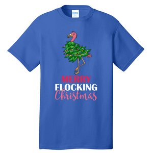 Flamingo Christmas Tree Merry Flocking Christmas Funny Pun Gift Tall T-Shirt