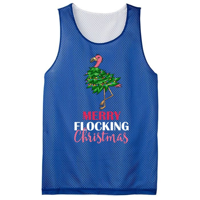 Flamingo Christmas Tree Merry Flocking Christmas Funny Pun Gift Mesh Reversible Basketball Jersey Tank