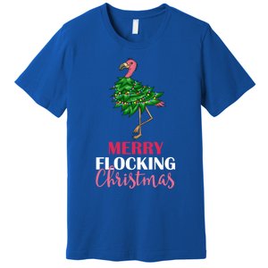 Flamingo Christmas Tree Merry Flocking Christmas Funny Pun Gift Premium T-Shirt